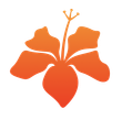 a silhouette of an orange flower on a white background