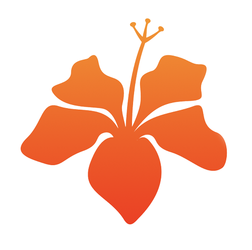 a silhouette of an orange flower on a white background