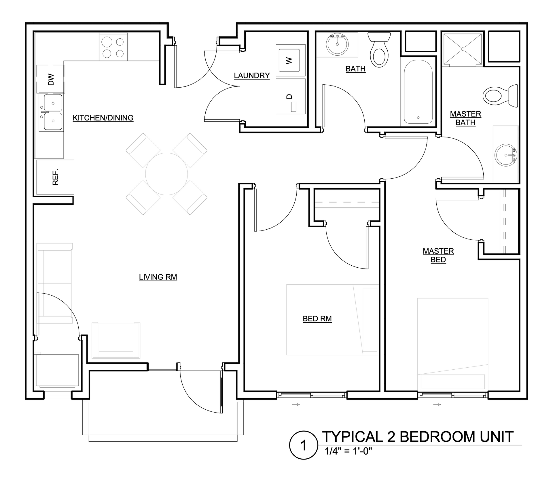 a floor plan of a typical 2 bedroom unit