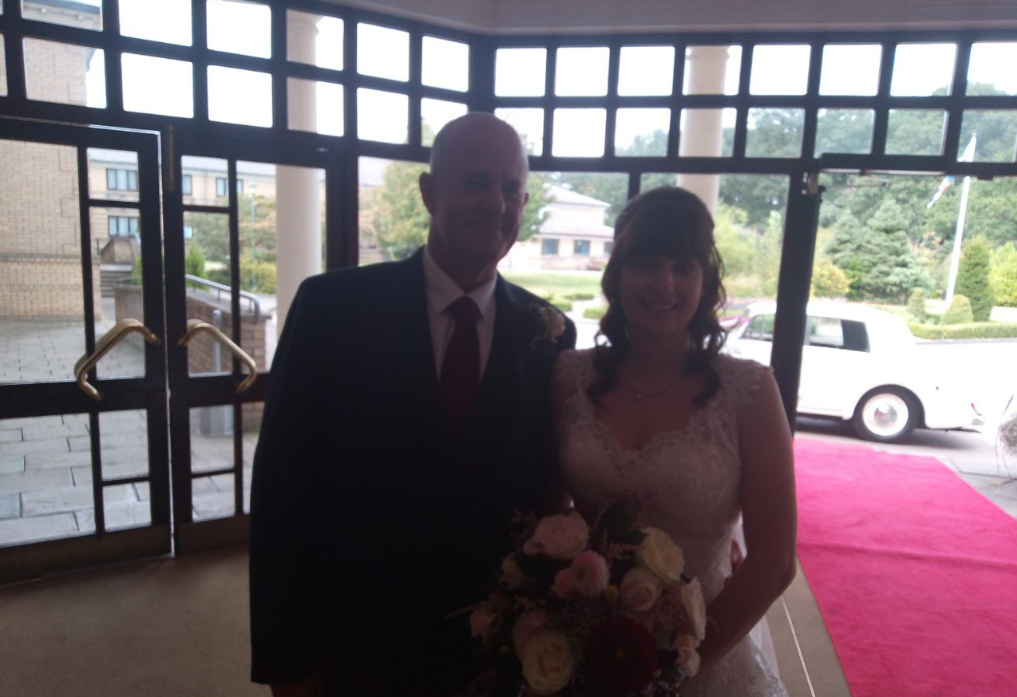 Newly wed couple at the reception area