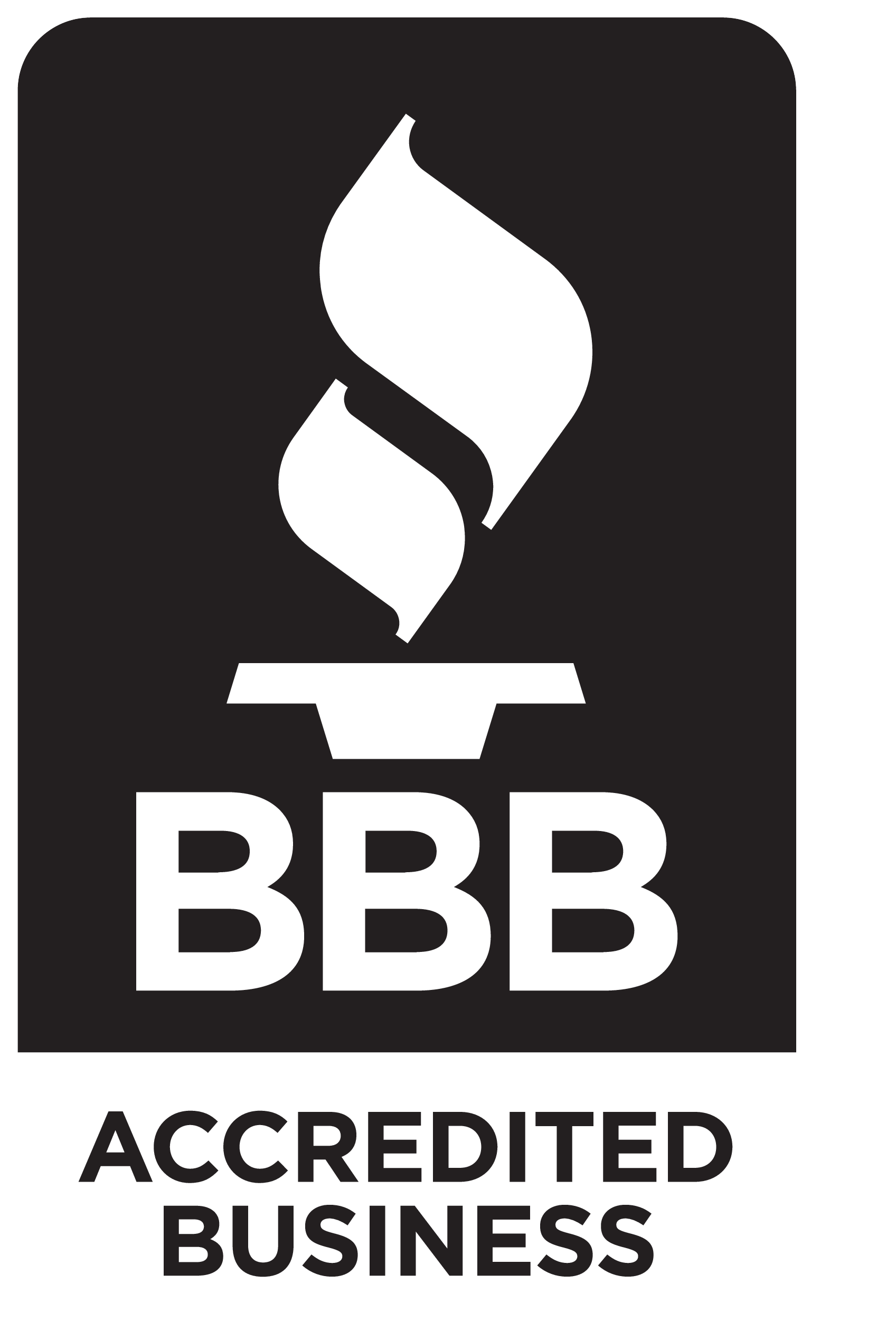 BBB Accredited Business logo: Blue flame over