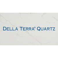 The logo for della terra quartz is on a white background.