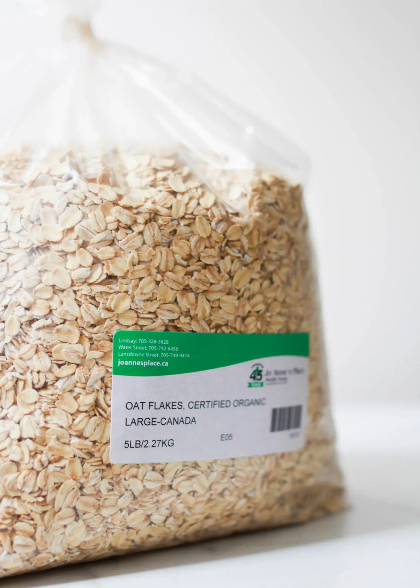 A bag of our in-house made Oat Flakes