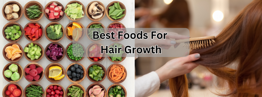 On the left is an assortment of bowls with food in them, on the right is a person styling their hair