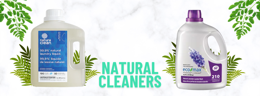 Two jugs of Natural Cleansing Laundry Detergent with the text 