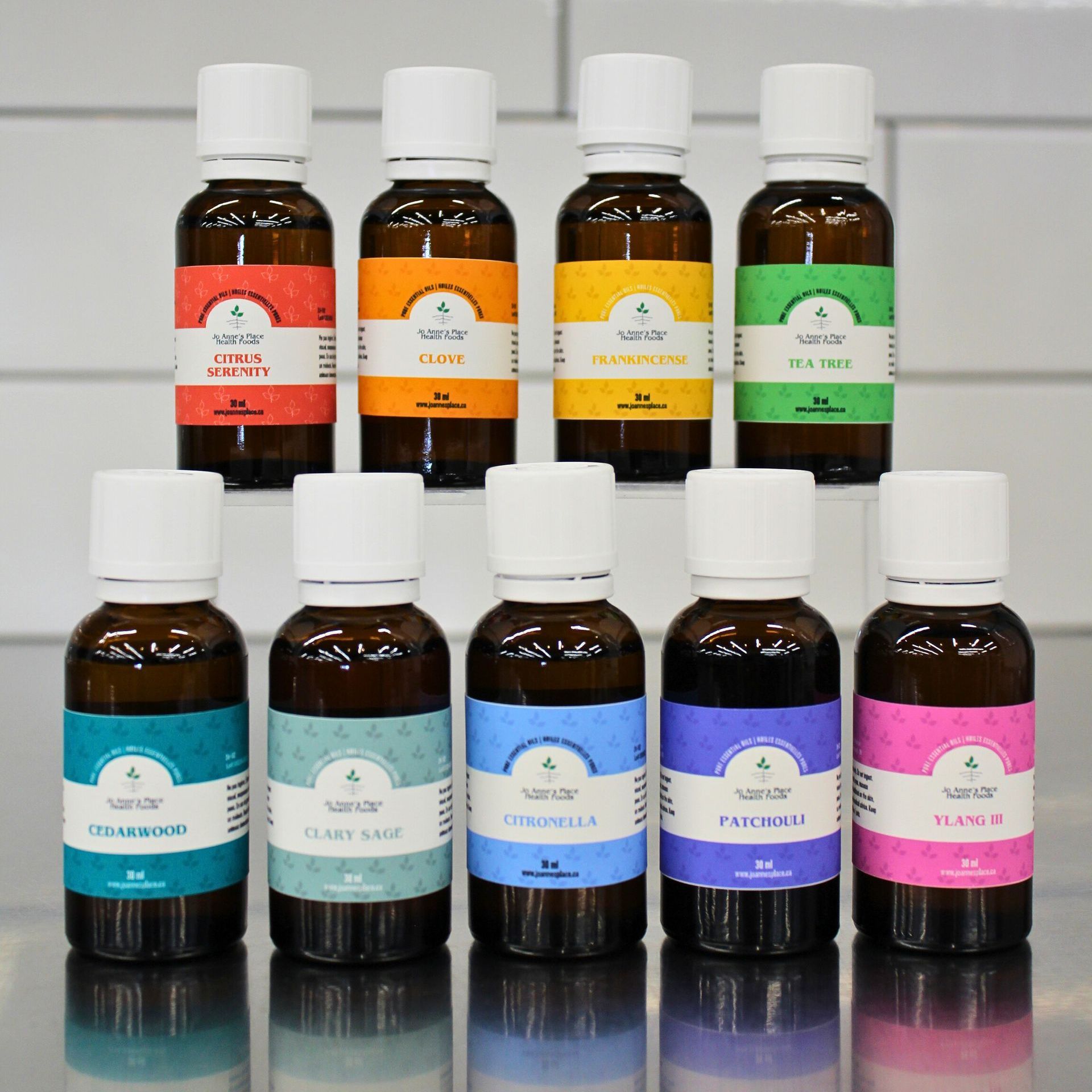 Jo anne's place essential oils and carrier oil bottles