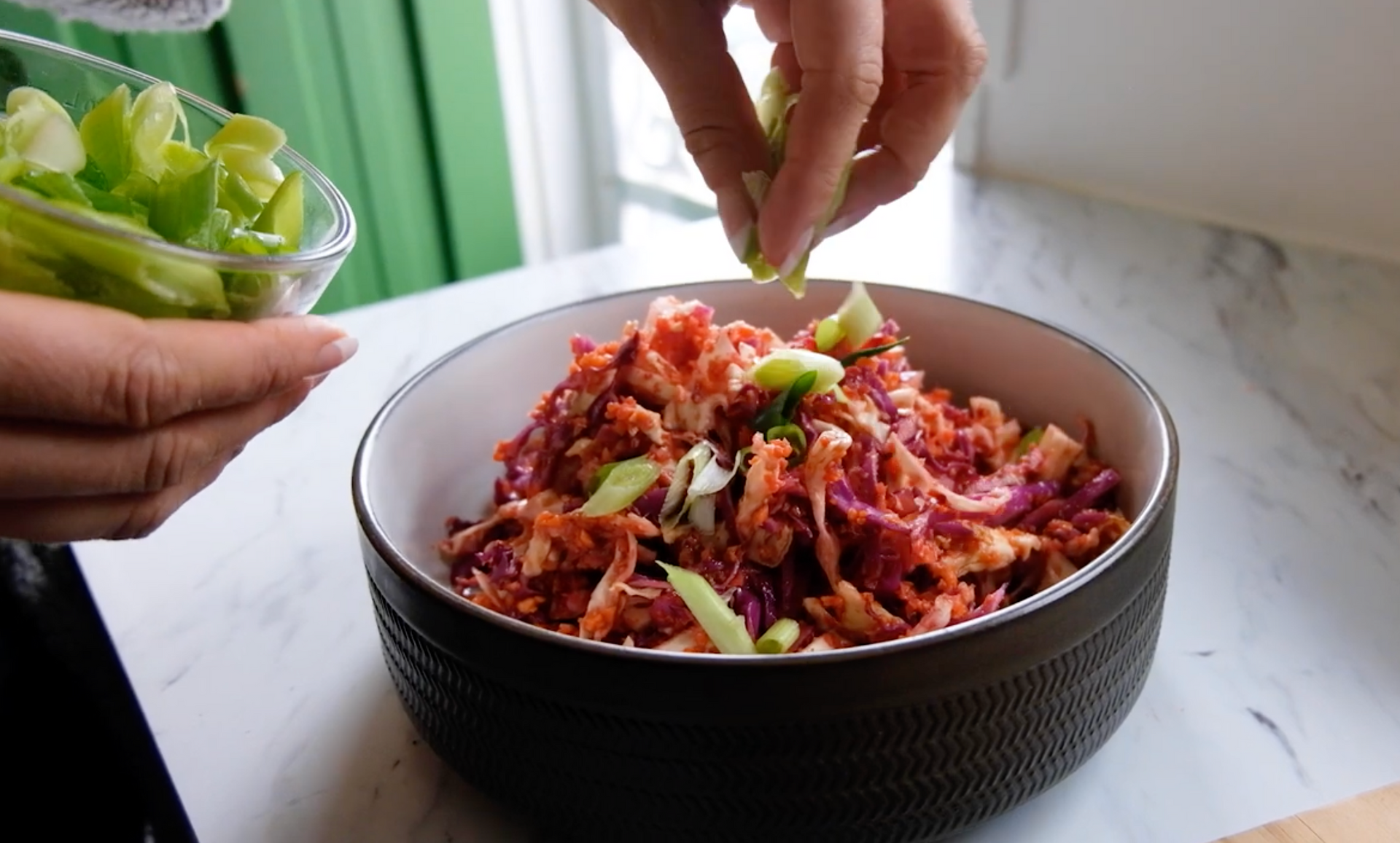 A bowl of Asian Cabbage Salad