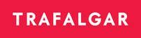 The word trafalgar is written in white on a red background.