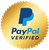 A gold paypal verified seal on a white background