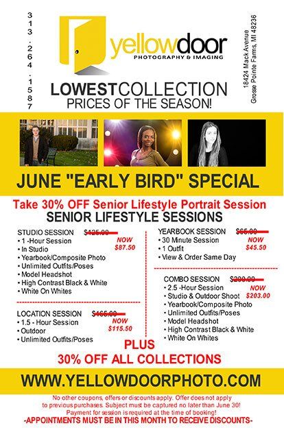 a yellow door advertisement for their lowest collection prices of the season