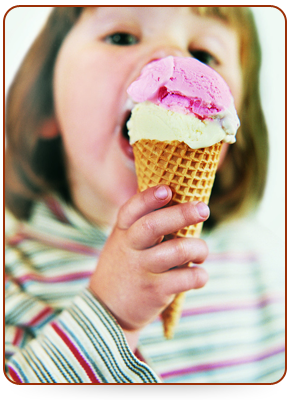 Child with a Neapolitan ice cream cone and Isle of Skye Ice Cream