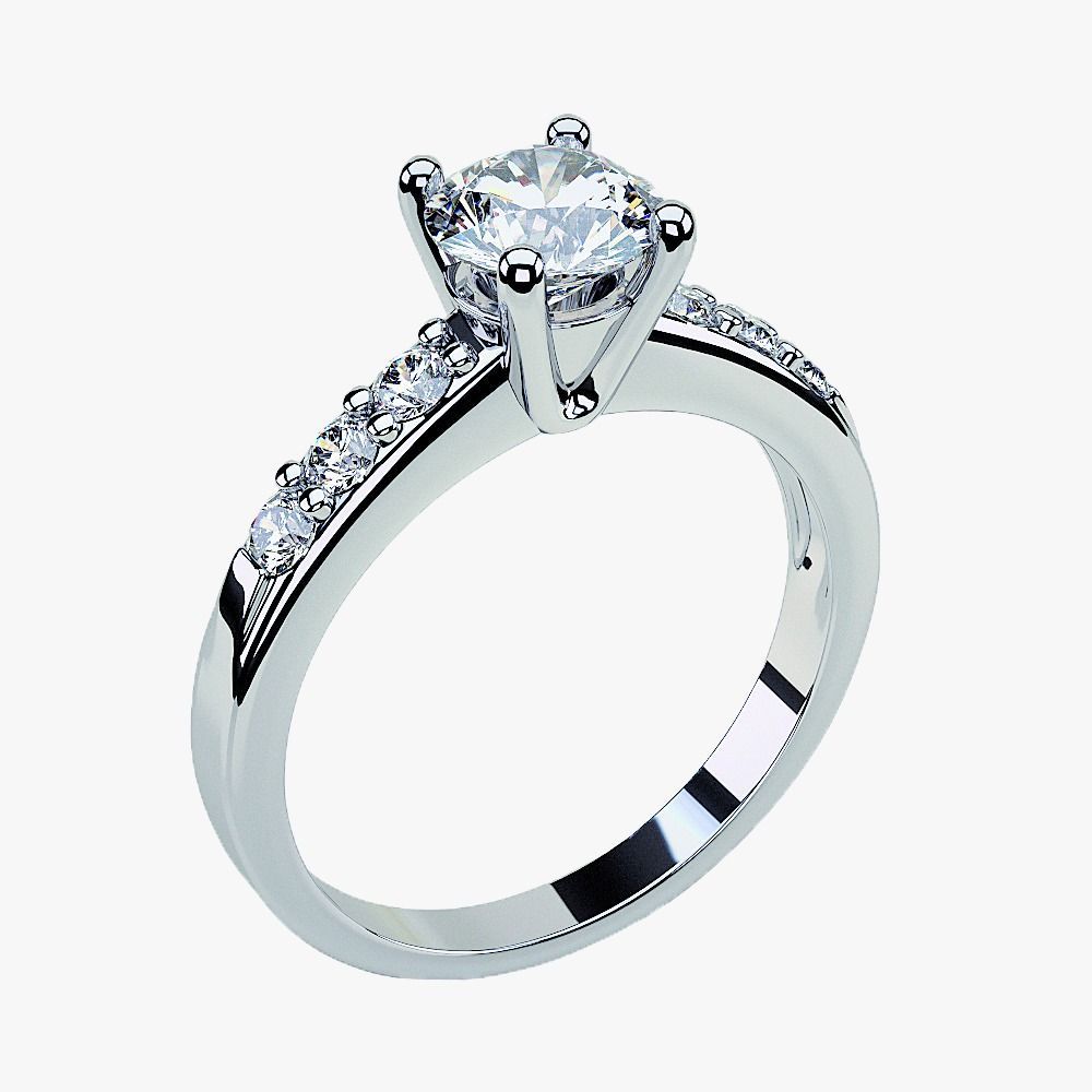 solitario con diamante e diamantini