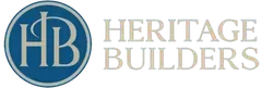 Logo for Heritage Builders: Blue circle with “HB” initials, text “HERITAGE BUILDERS” in light gray.