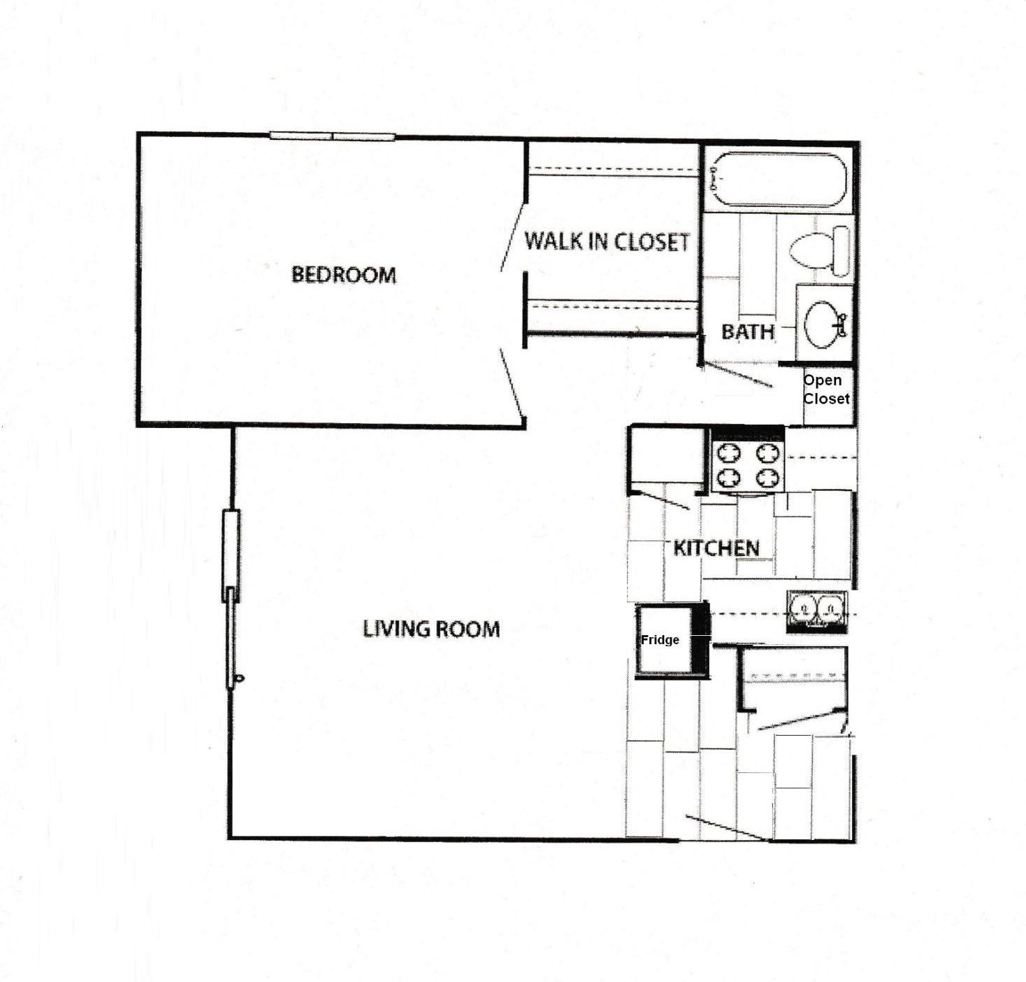 Floor Plan: 1 Bed 1 Bath Type A
