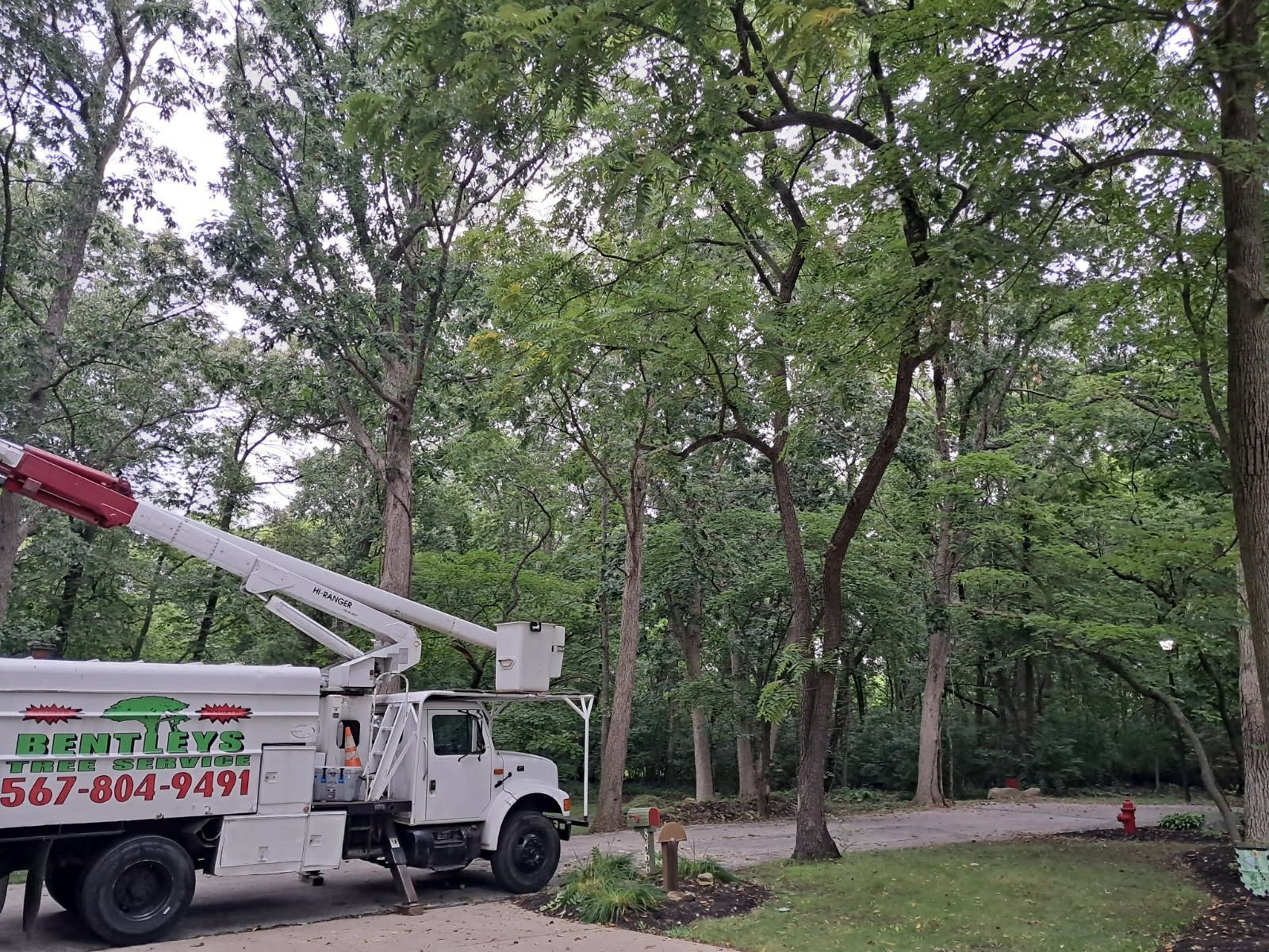A white bucket truck from 