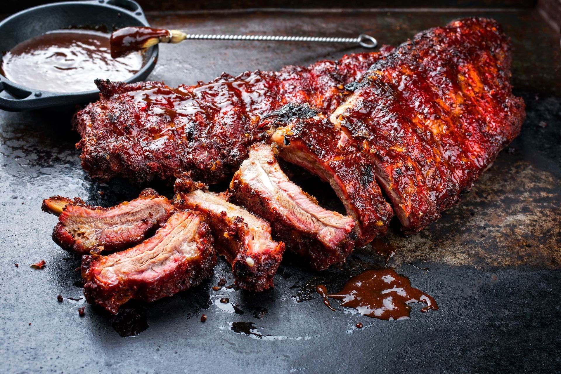 Barbecue pork spare loin ribs