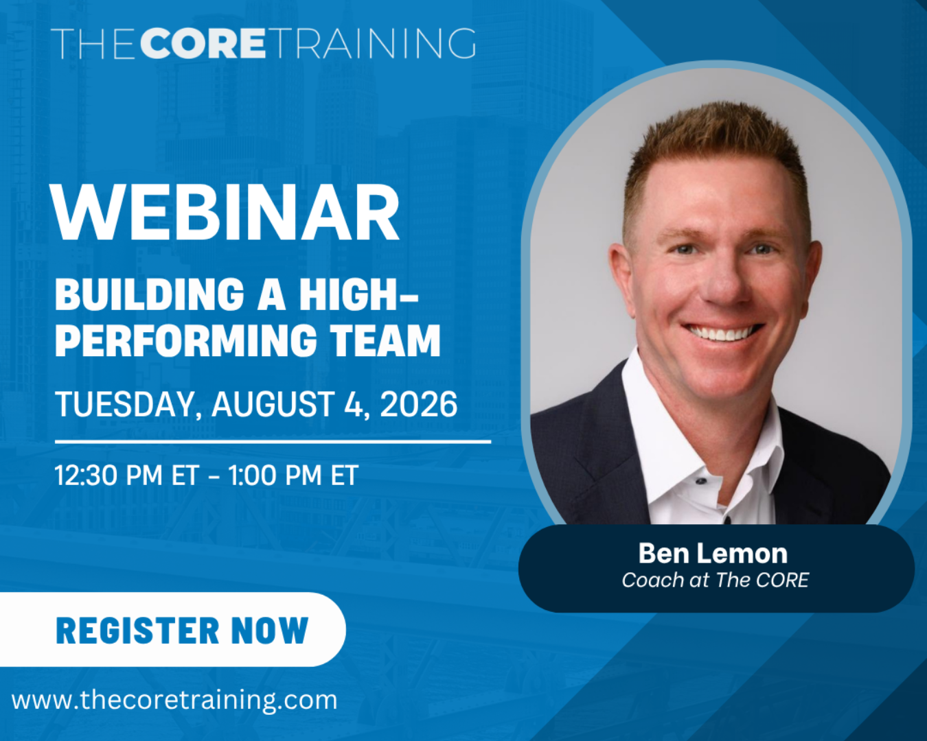 Webinar promo: “The Discipline Behind Massive Results” with Roger Kube, blue background and register now button