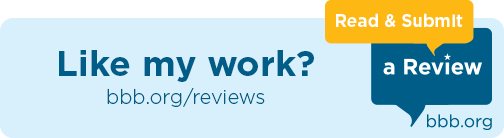 A blue sign that says like my work read and submit a review
