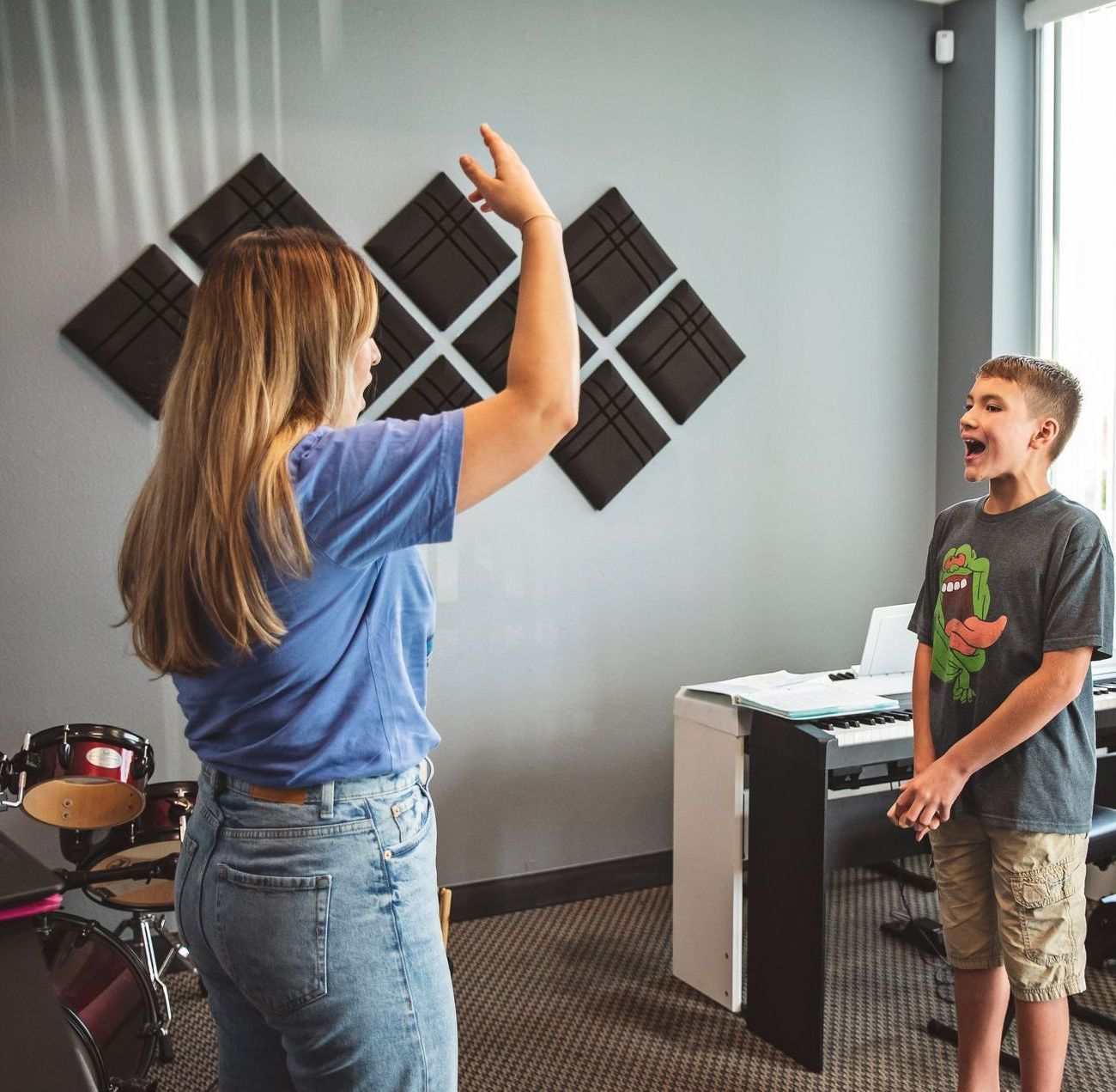 vocal instructor and student