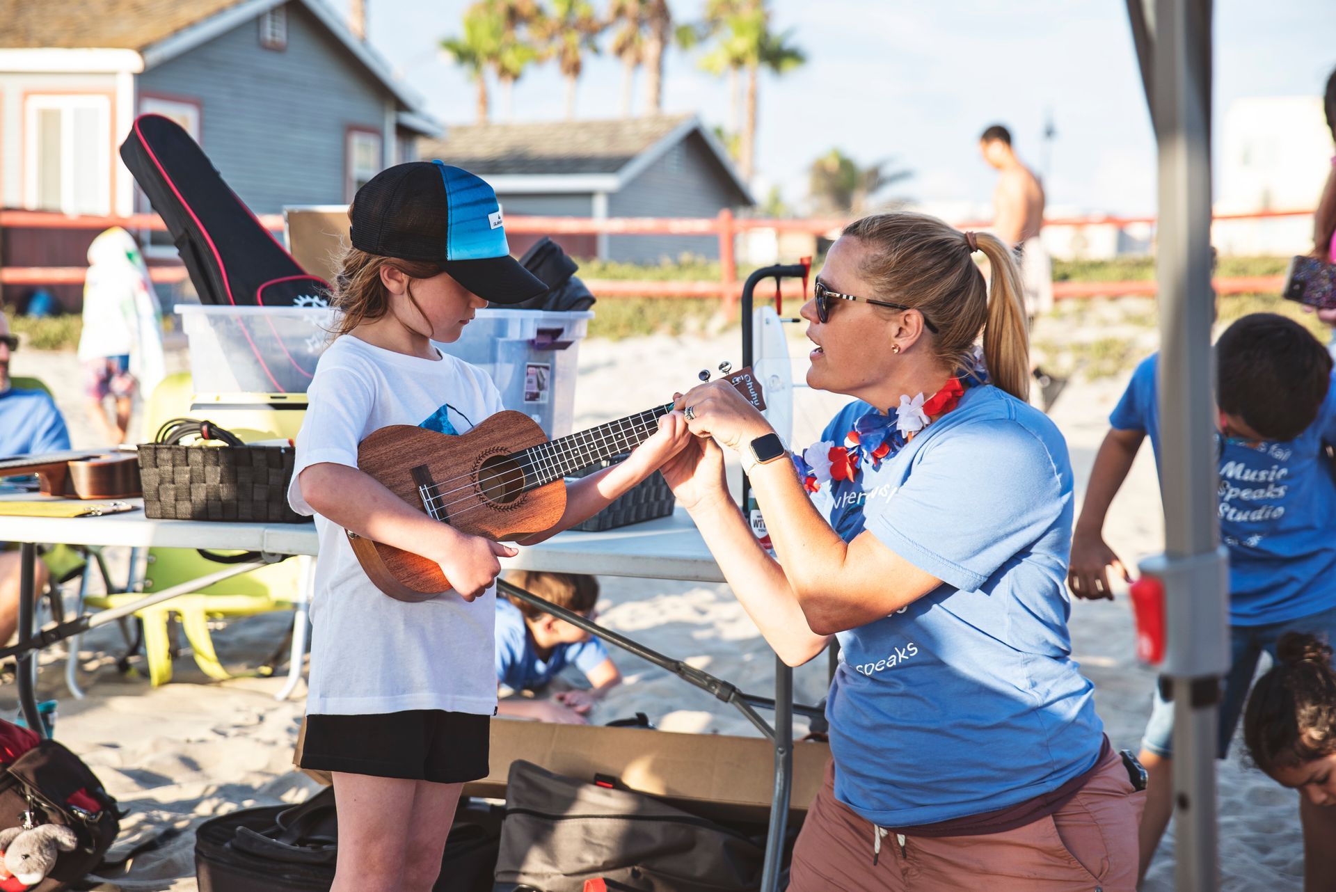 ukulele instructor and student