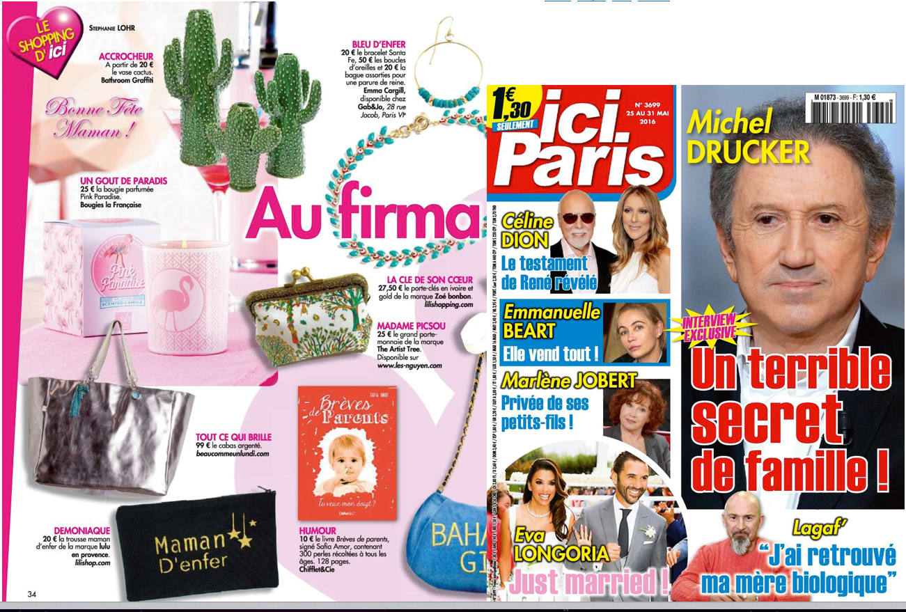 Un collage de magazines dont ici paris et au firma