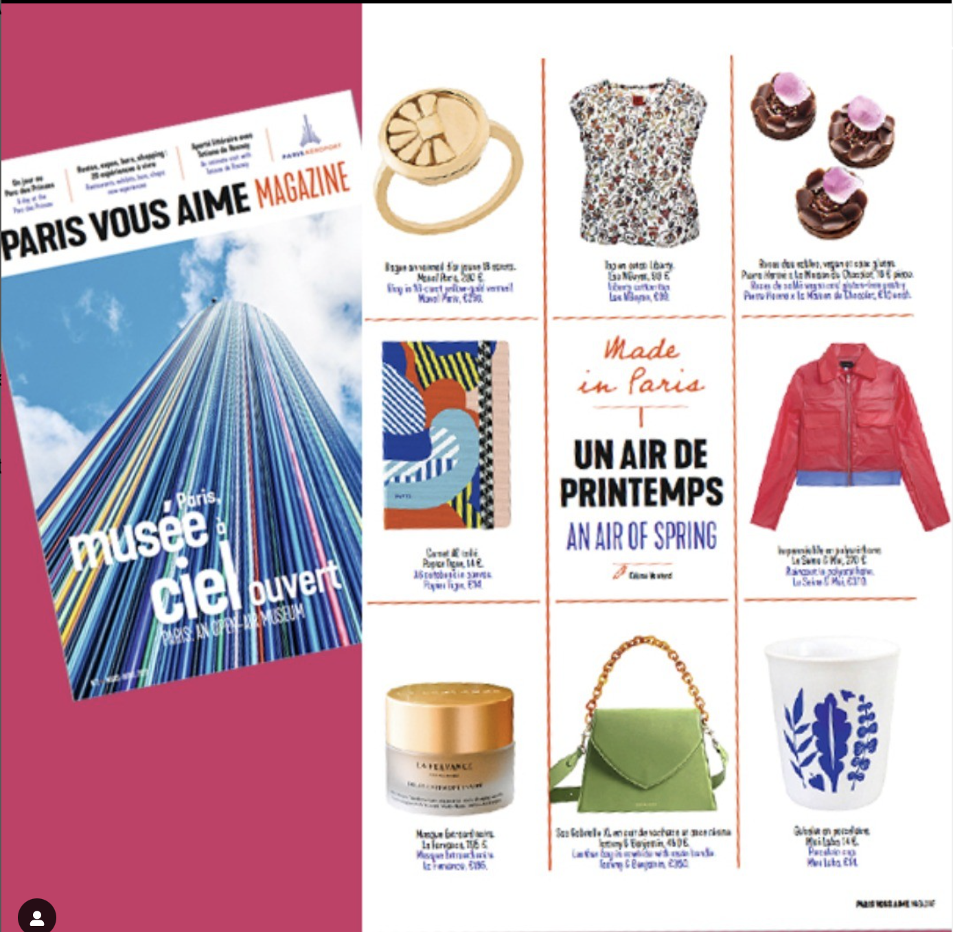 A paris vous aime magazine is displayed on a pink background