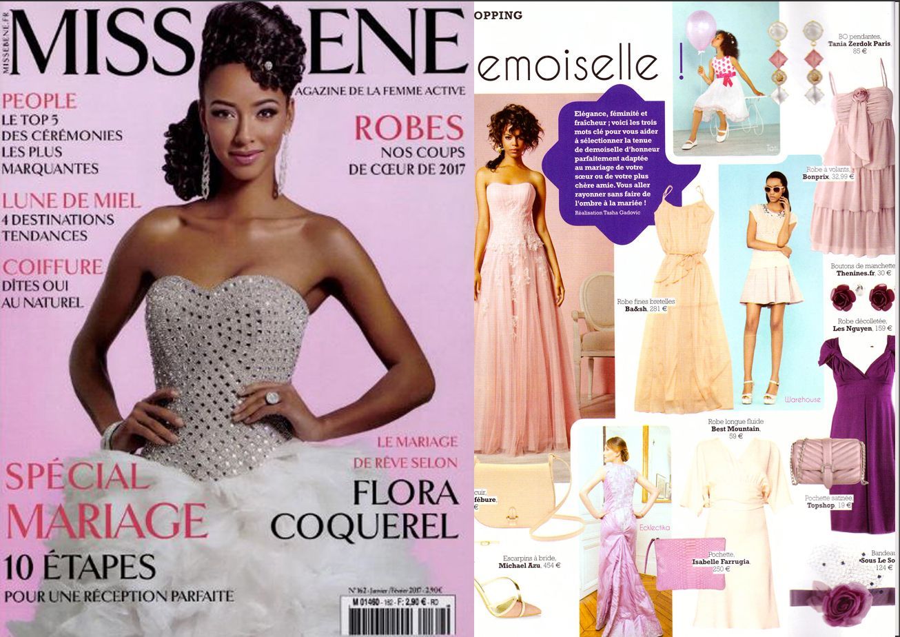 Une femme en robe bustier est sur la couverture d'un magazine