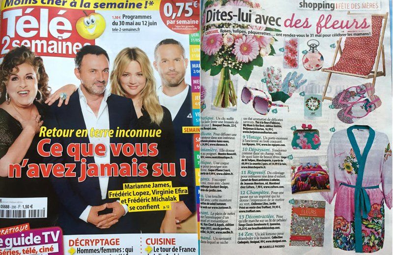 Un magazine appelé Télé 2 Semaine a une photo d'un homme et d'une femme sur la couverture
