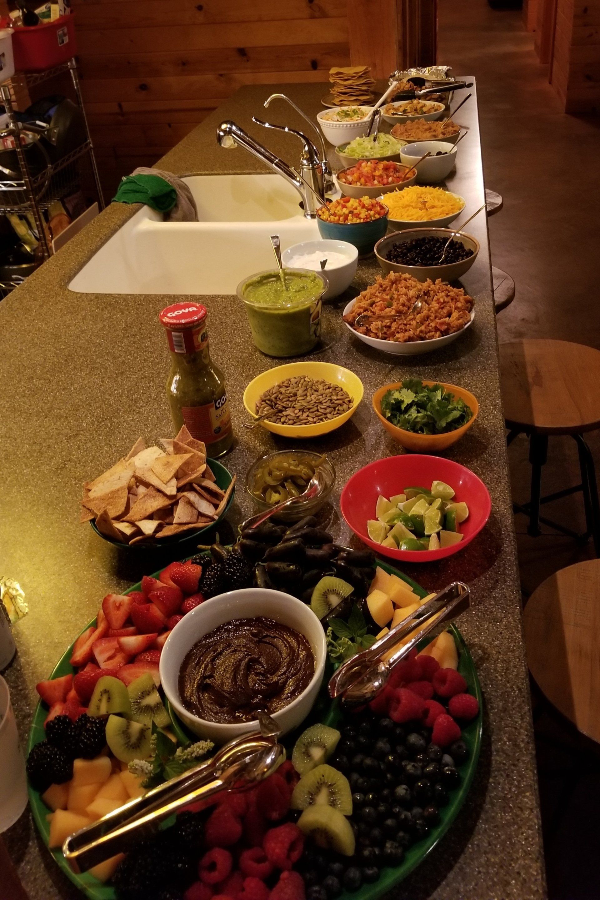 buffet table with food