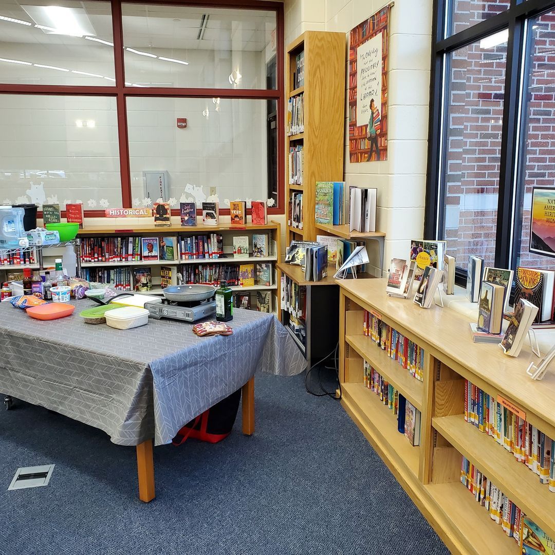 Middle School Library lunch and learn set up