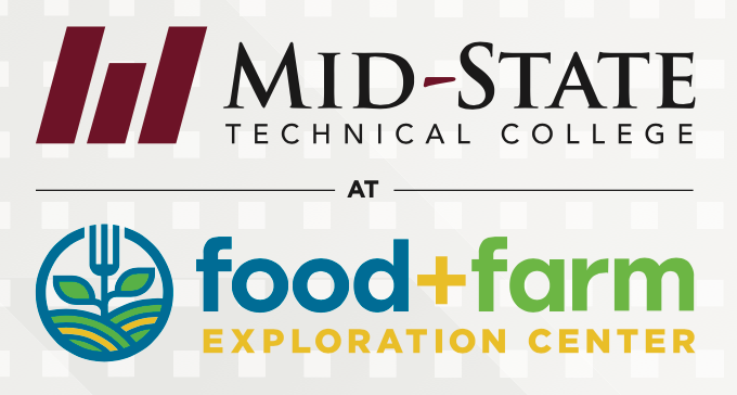 The logo for mid-state technical college at food + farm exploration center