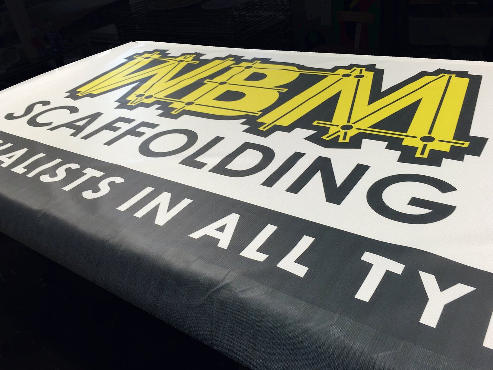 Large Mesh Banner ideal for fixing to scaffolding