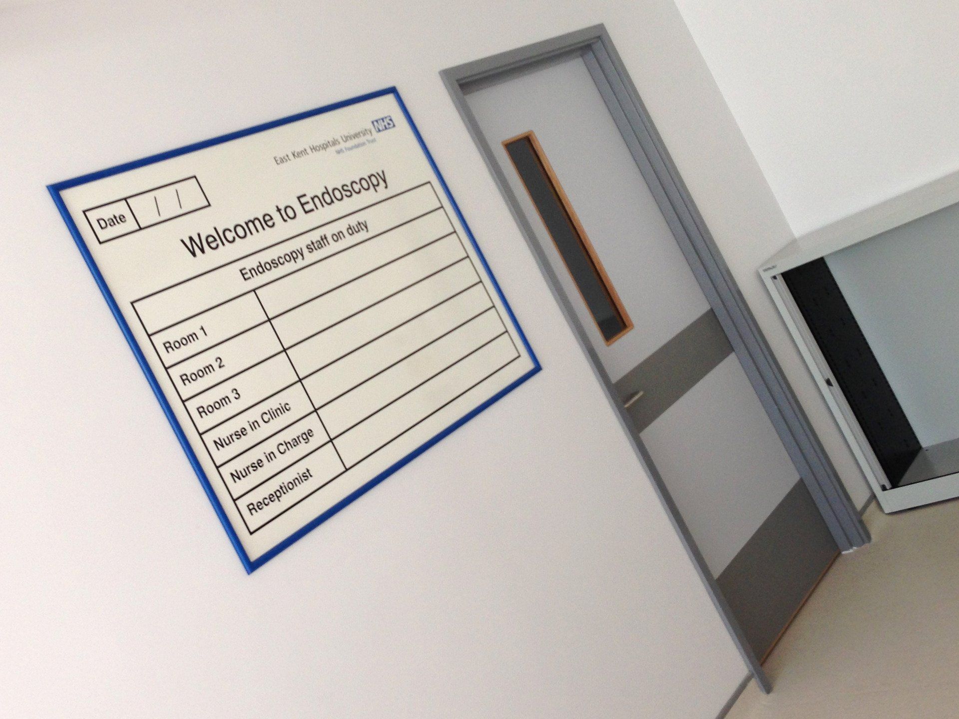 Bespoke wipe board for Hospital Endoscopy Department
