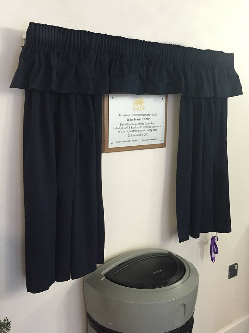 Commemorative plaque with unveiling curtain