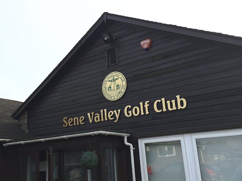 Gold Perspex lettering for Sene Valley Golf Club