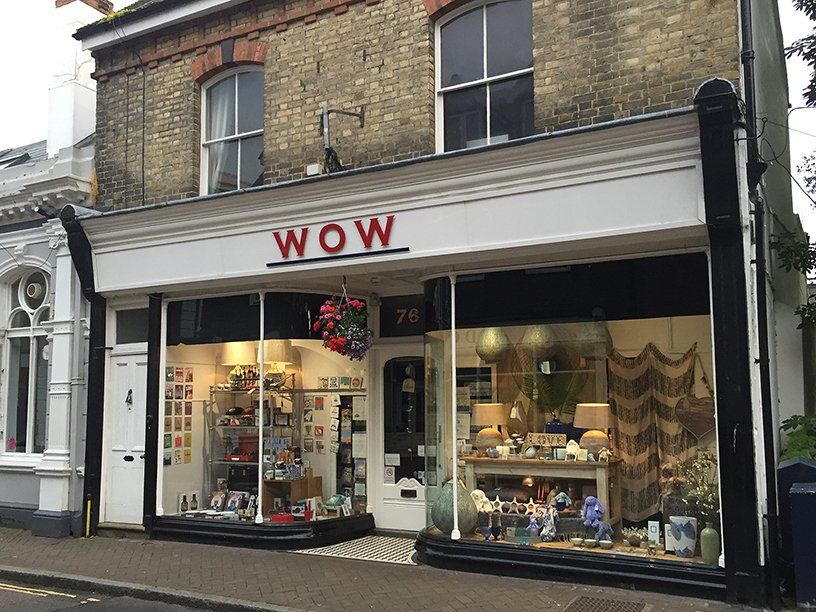 Red and blue Perspex graphics for shop fascia