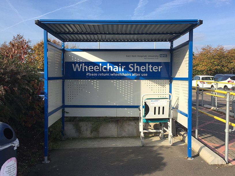 Wheerchair Shelter sign for Hospital