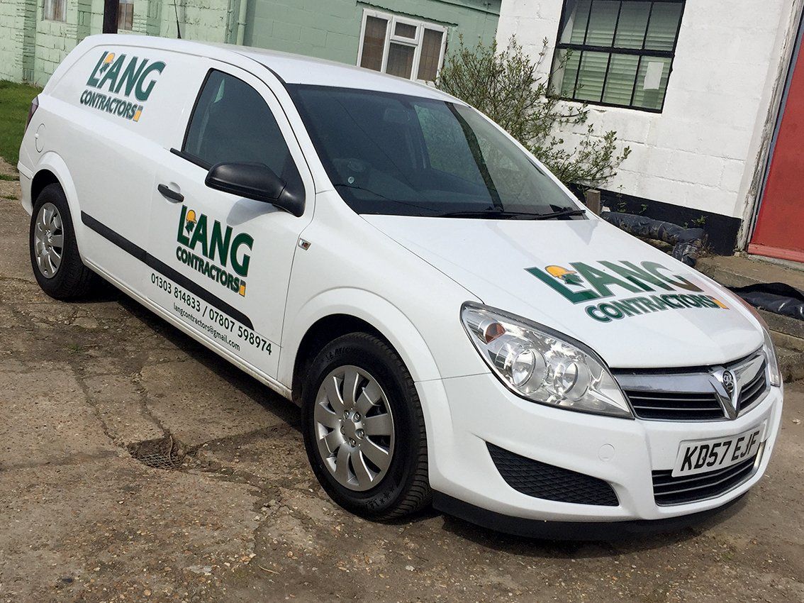 Vehicle graphics for building company
