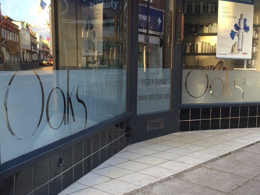 frosted vinyl graphics for salon