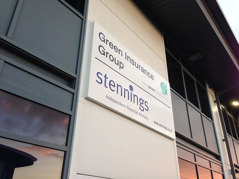 Aluminium sign tray with vinyl graphics applied to face