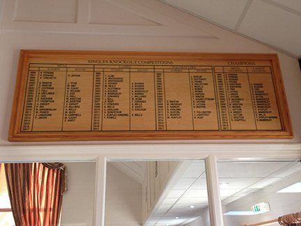 Honours board with vinyl graphics applied