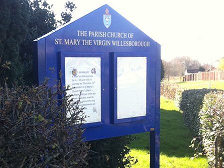 Noticeboard sign for church