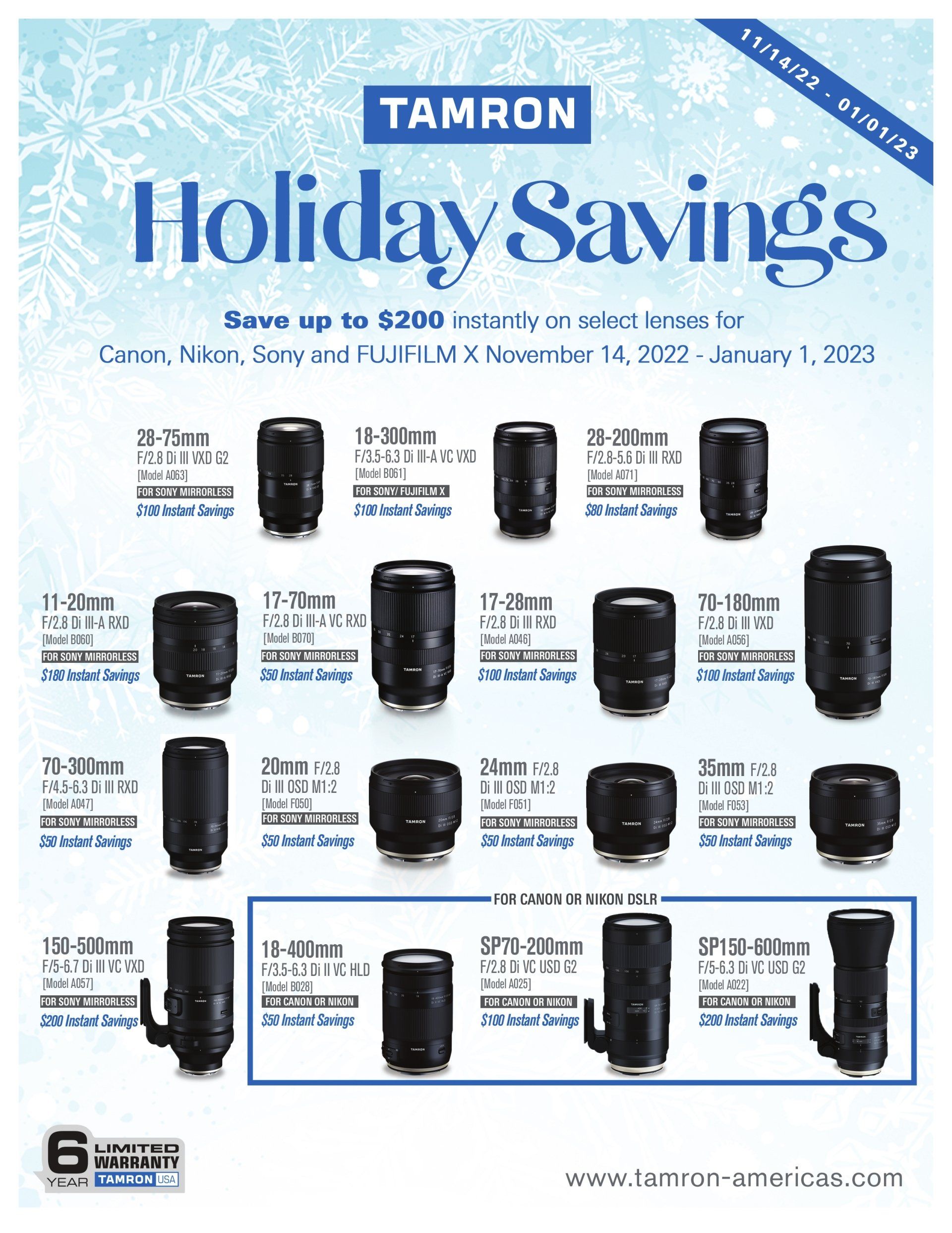 Tamron Fall Savings