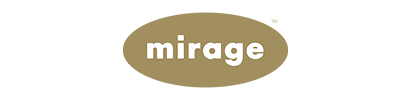 A logo for mirage is shown on a white background.