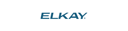 The elkay logo is blue and white on a white background.
