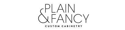 The logo for plain & fancy custom cabinetry