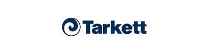 The tarkett logo is blue and white on a white background.