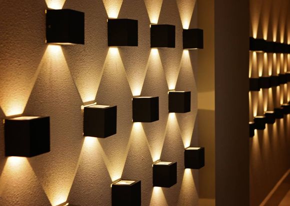 Wall with multiple lights