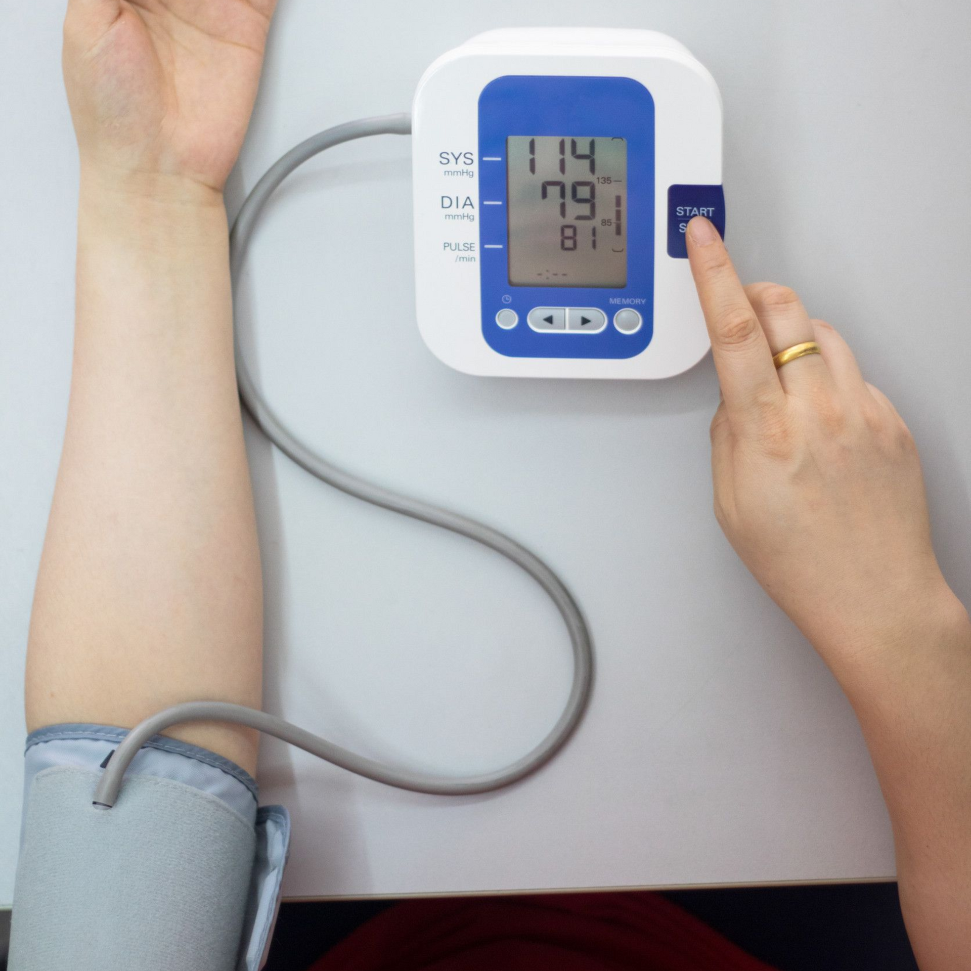 Patient doing blood pressure monitoring at Ashworths Clinic in Ashford.