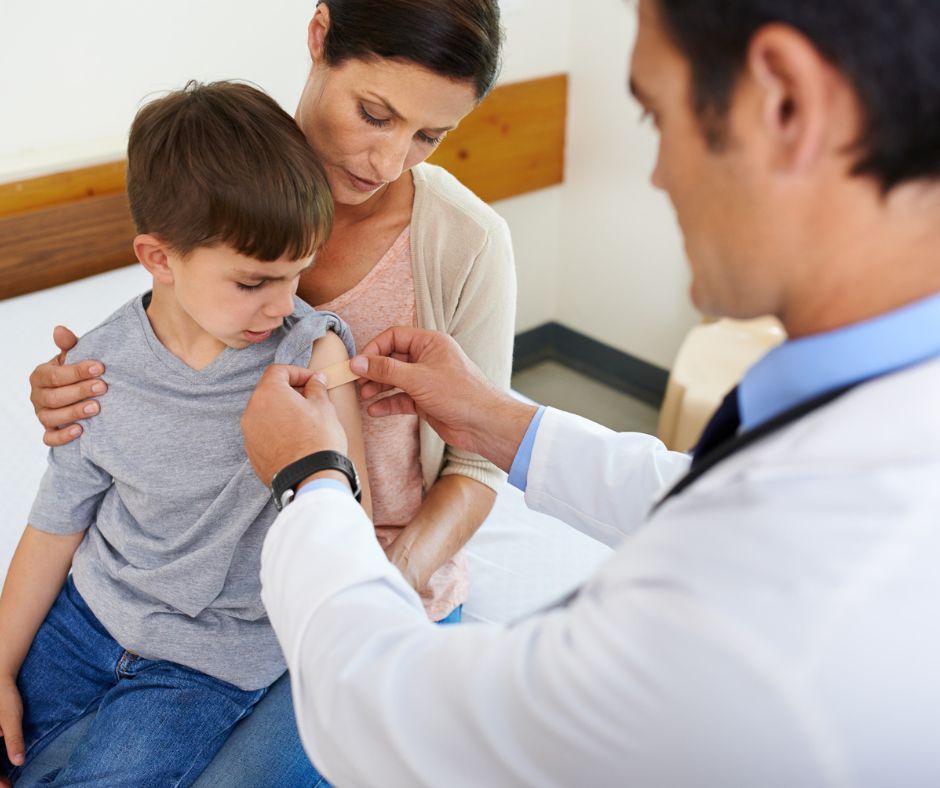Patient receiving a flu vaccination at Ashworths Clinic in January.